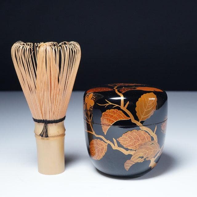 前端春斎　紫陽花蒔絵黒 棗　内銀溜　共箱　茶道具　薄茶器