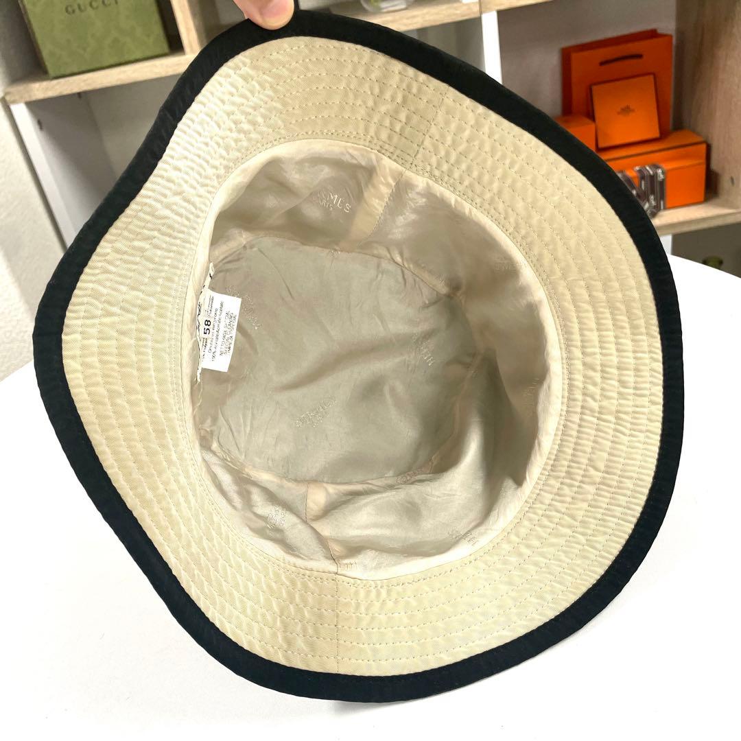 90's HERMES バケットハット Hロゴ 刺繍