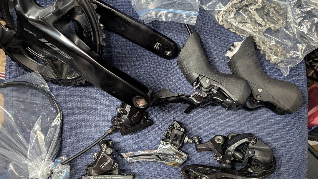 シマノ 105 R7100 油圧ディスクブレーキ12速コンポ　セット新車外し