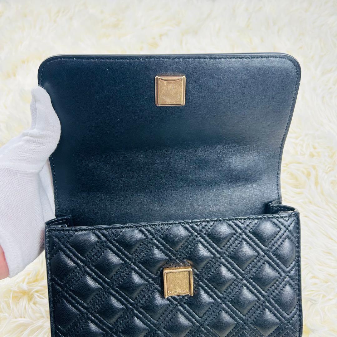 トリーバーチ＊キルティング クロスボディ ゴールドチェーン レザーブラック