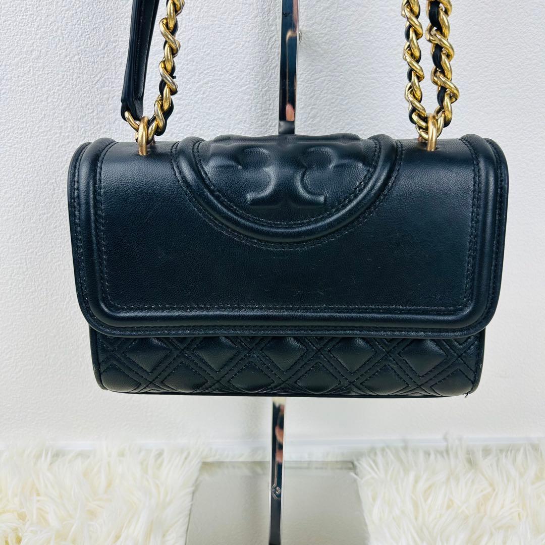 トリーバーチ＊キルティング クロスボディ ゴールドチェーン レザーブラック