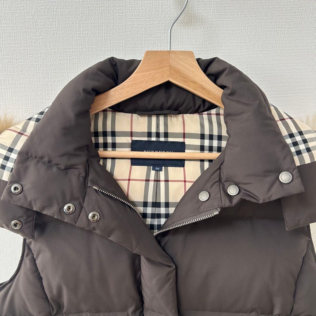BURBERRY LONDON ダウンベスト　ブラウン　ノバチェック柄　38