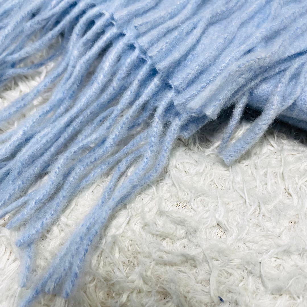 極美品◆ランバンコレクション 大判　カシミヤ100%ストール ライトブルー　水色