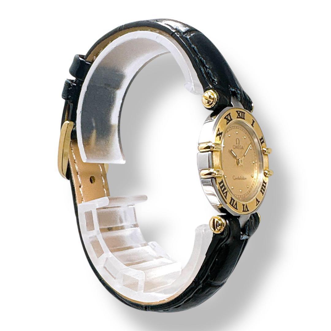 オメガ コンステレーション ミニ K18 革ベルト クォーツ レディース 腕時計