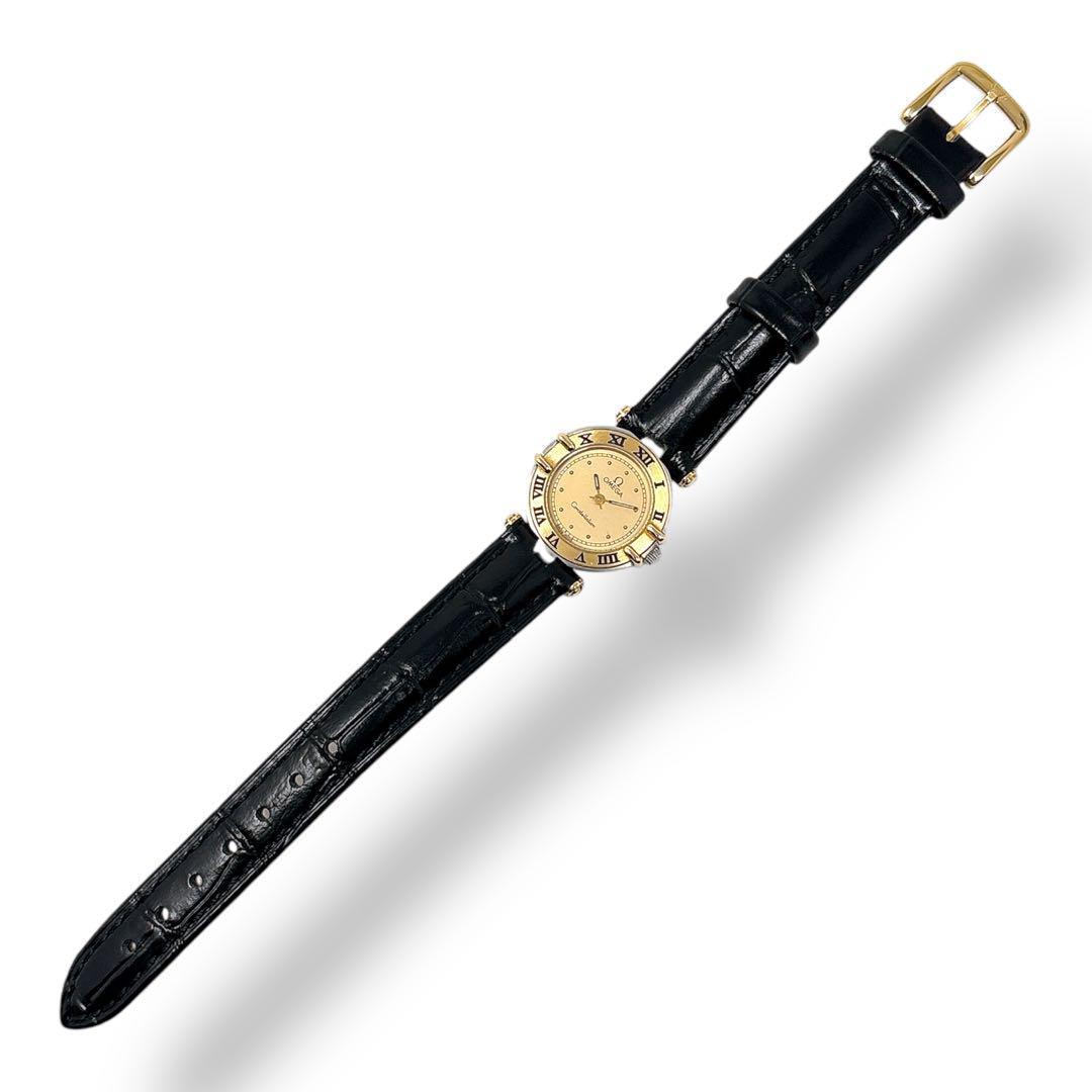 オメガ コンステレーション ミニ K18 革ベルト クォーツ レディース 腕時計