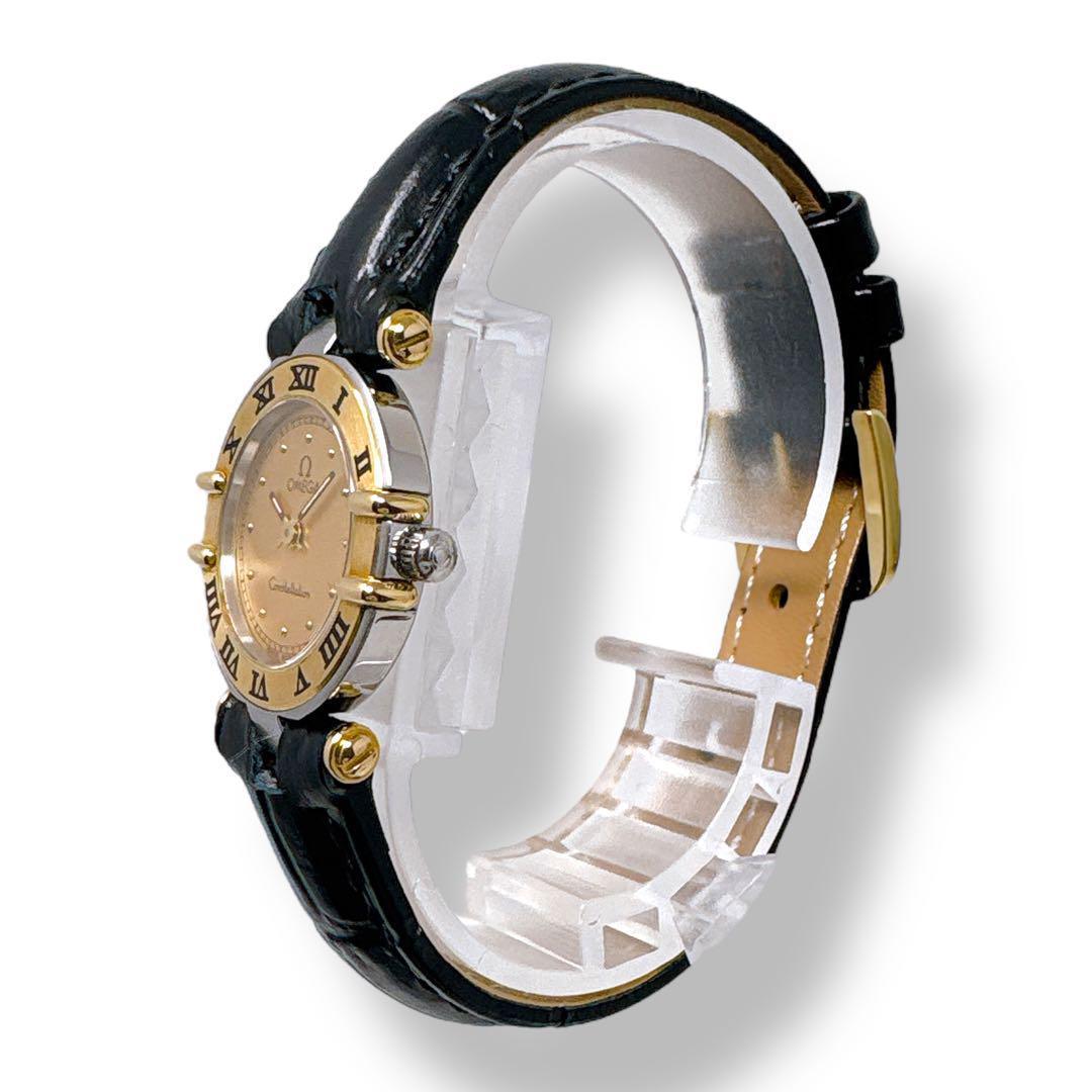 オメガ コンステレーション ミニ K18 革ベルト クォーツ レディース 腕時計