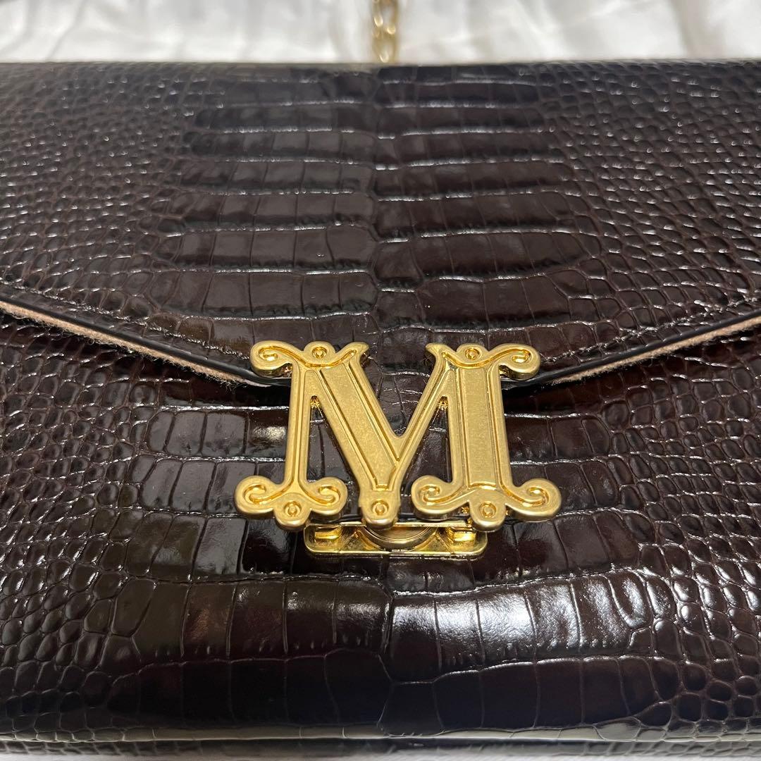 Maxmara マックスマーラ　クロコ型押し　クラッチバッグ　ロゴバックル
