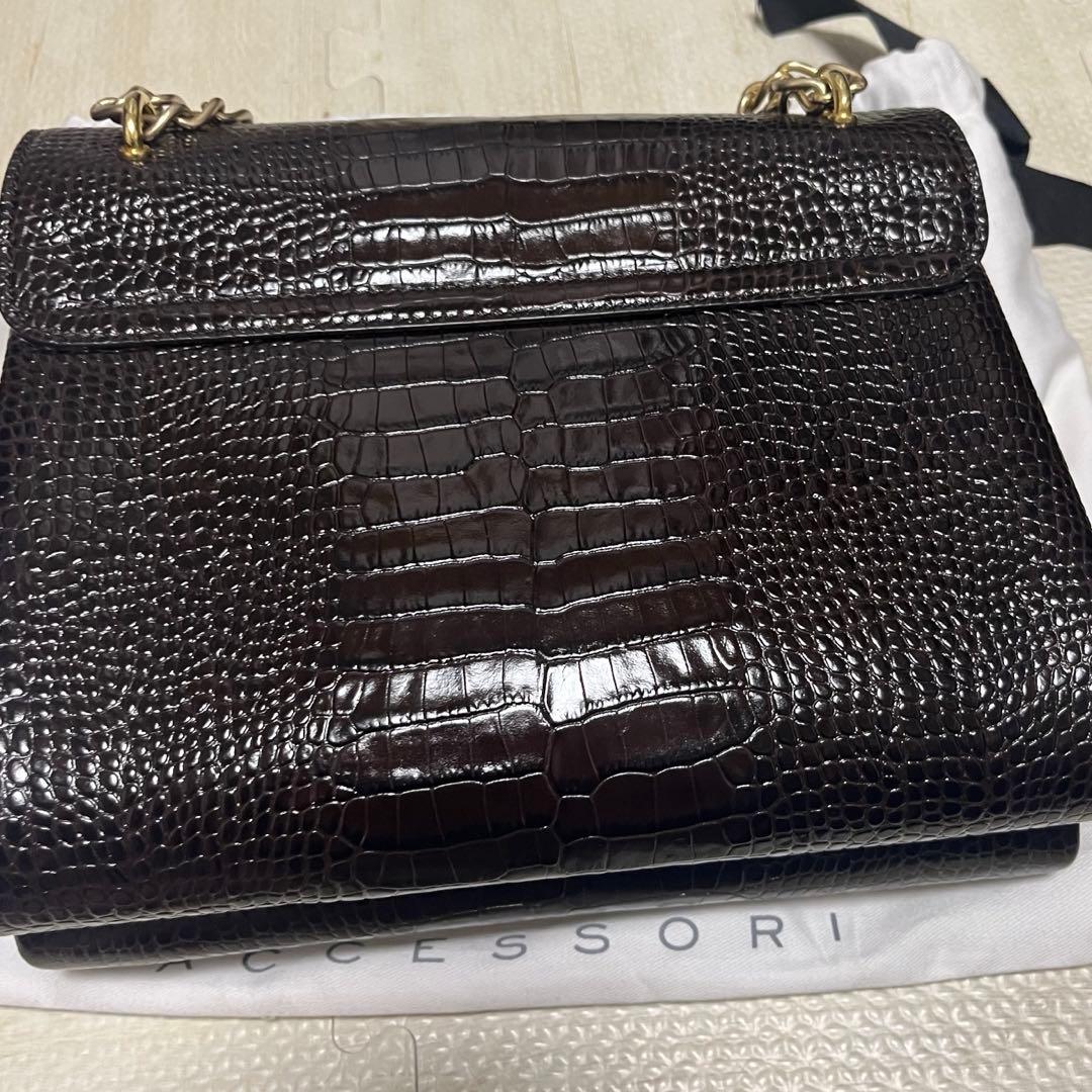 Maxmara マックスマーラ　クロコ型押し　クラッチバッグ　ロゴバックル