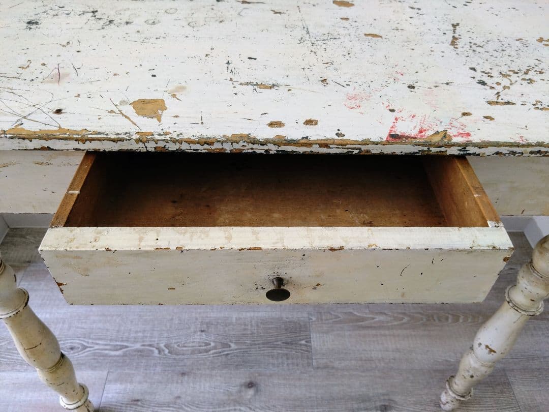 【送料込】フランス　アンティーク　テーブル　ミルクホワイト　机