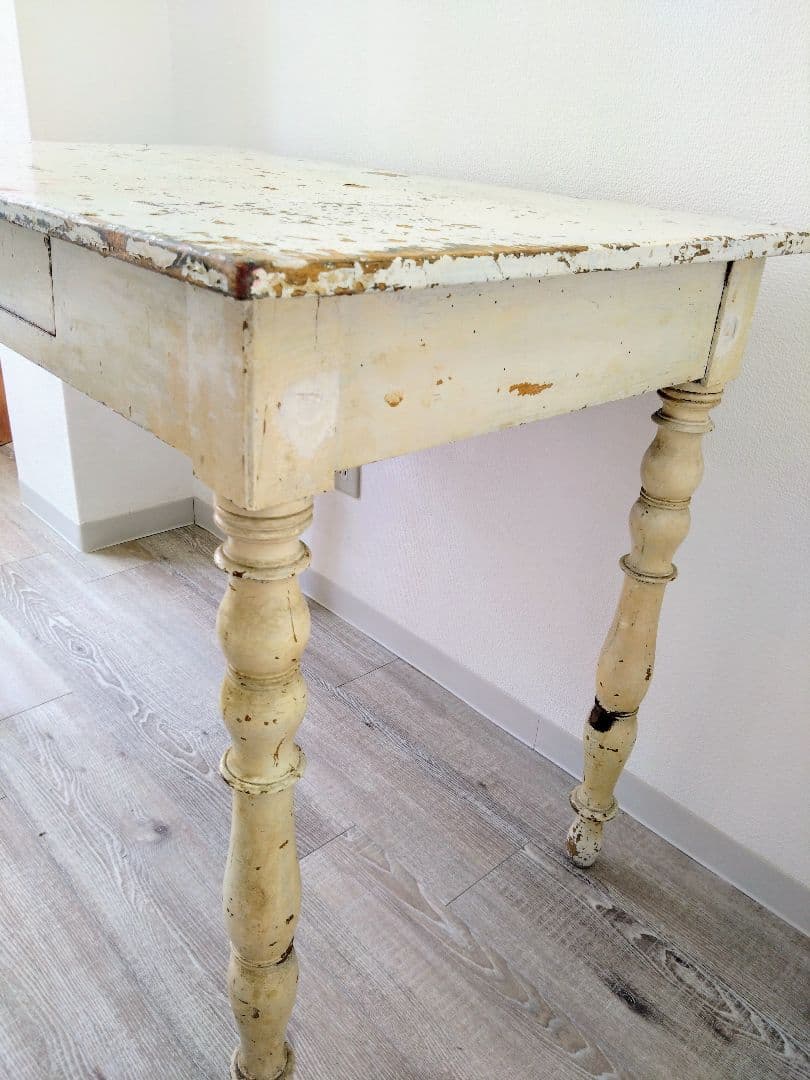 【送料込】フランス　アンティーク　テーブル　ミルクホワイト　机