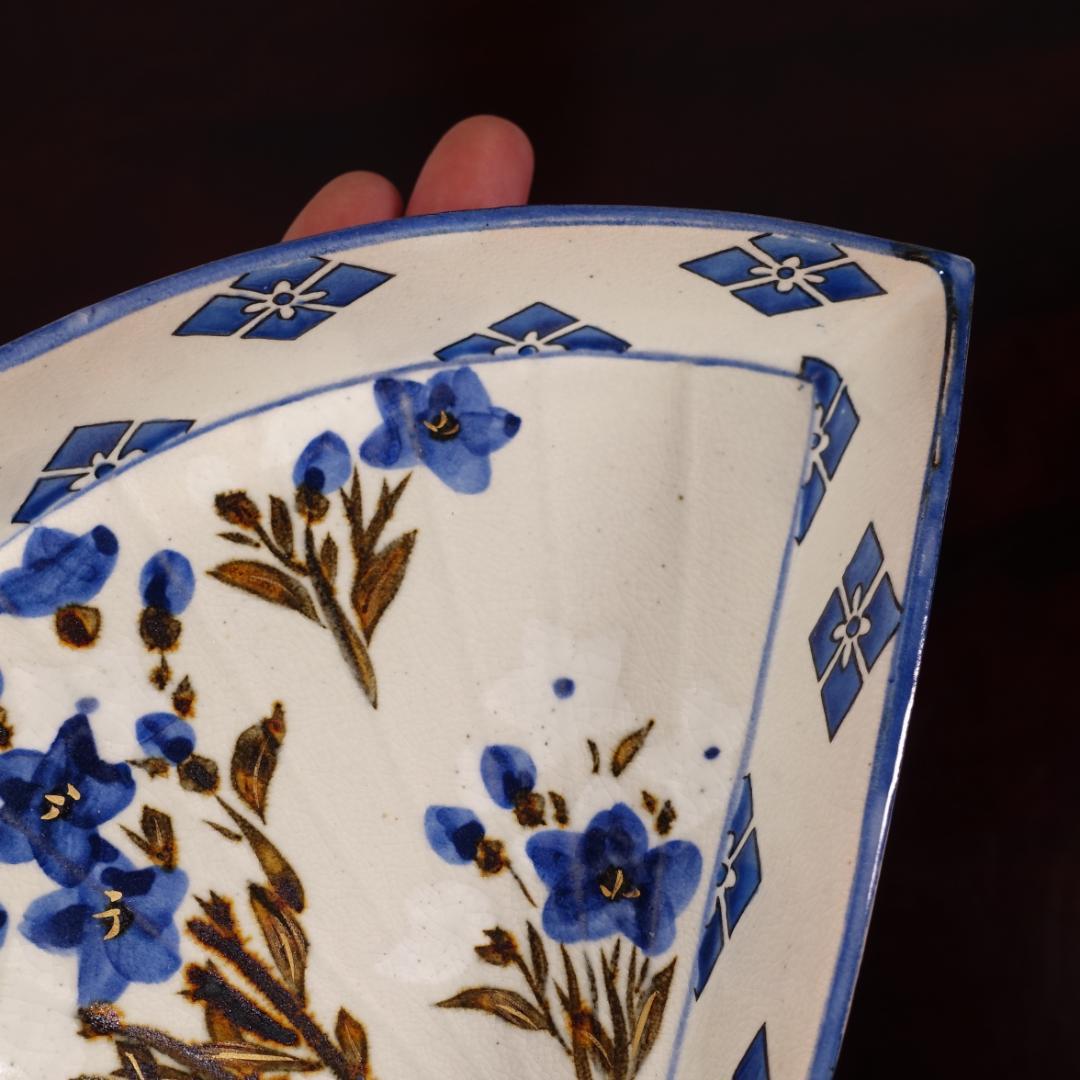 京焼 名工 宮永東山 色絵 図替 扇面 向付 5客