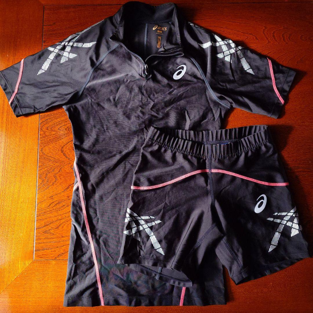 asics 肩バランスレーシングシャツ＆ハムストリングタイツ