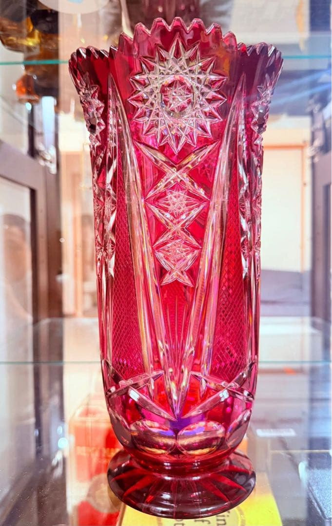 NACHTMANN 赤色クリスタル花瓶 24%鉛