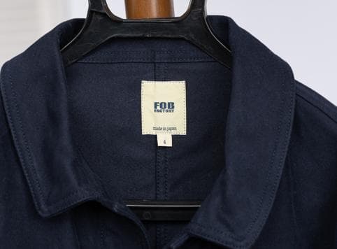 FOB FACTORY F2373 フレンチ モールスキンJKT ネイビー LL