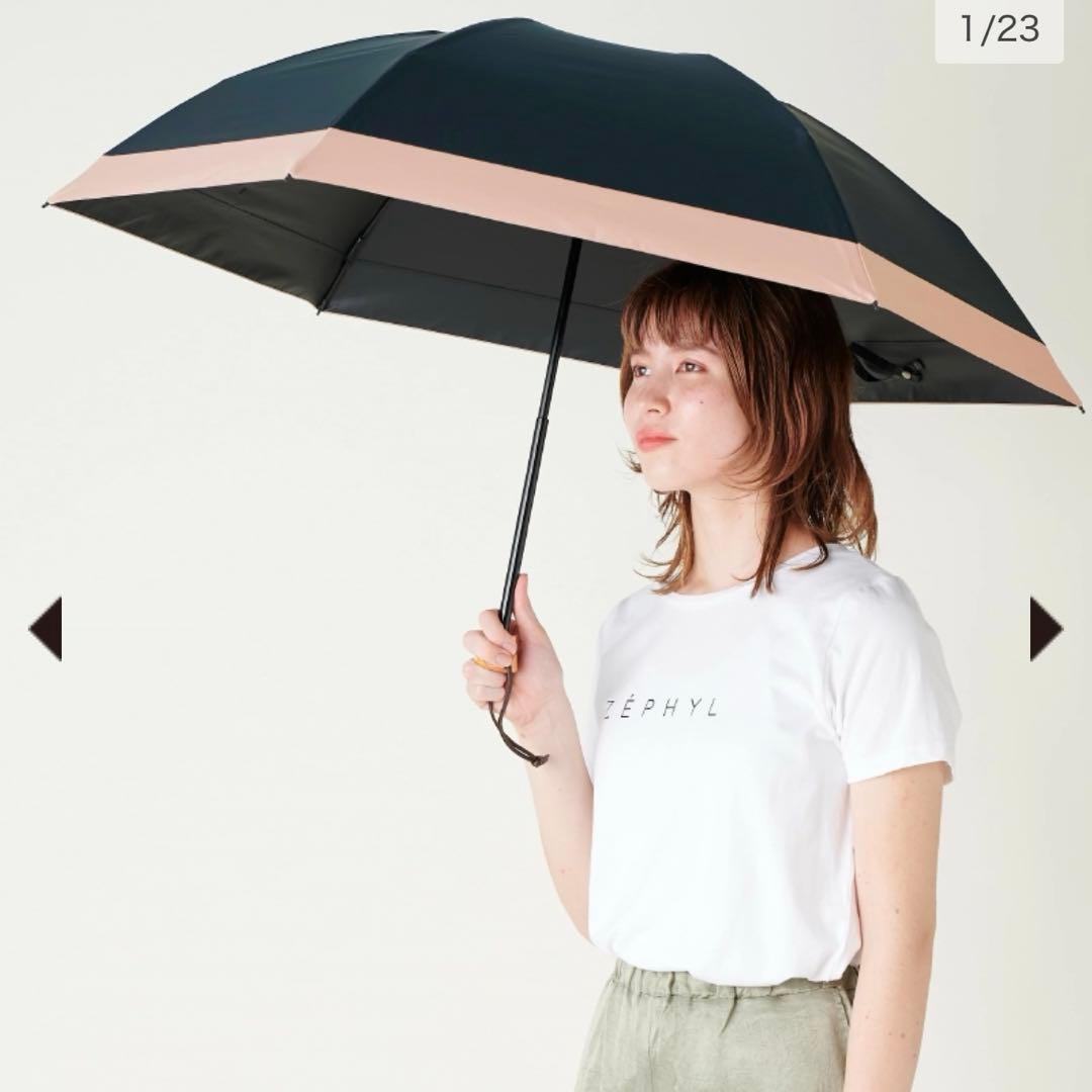 サンバリア100 3段折 ブラック×ピンク 日傘 即日発送