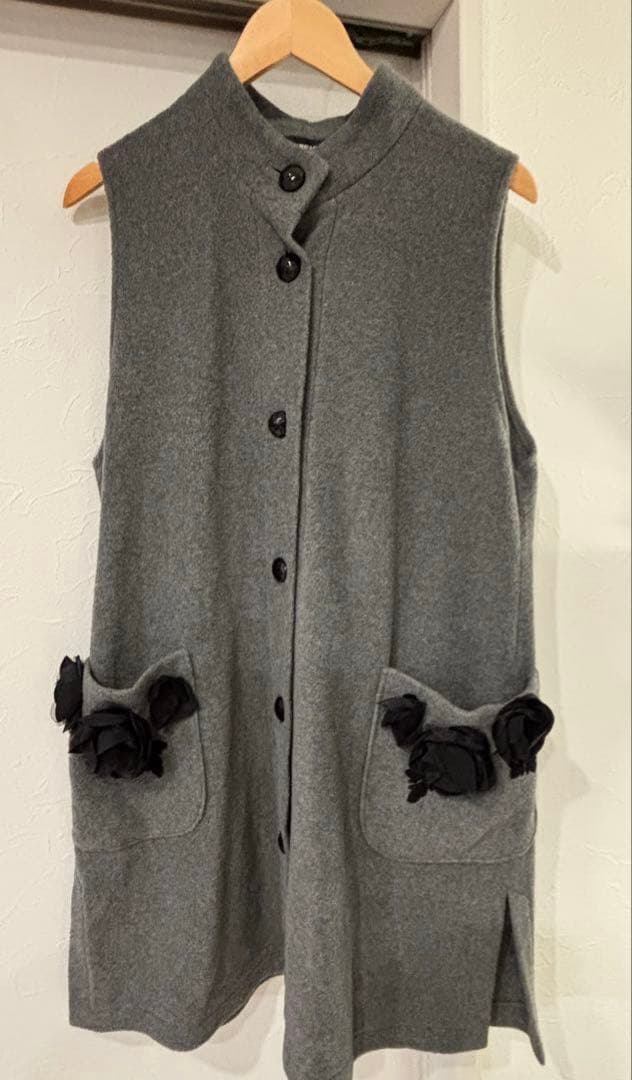 週末セール❗️ポテチーノ　さえら　グレー　ロングベスト　ロングジレ