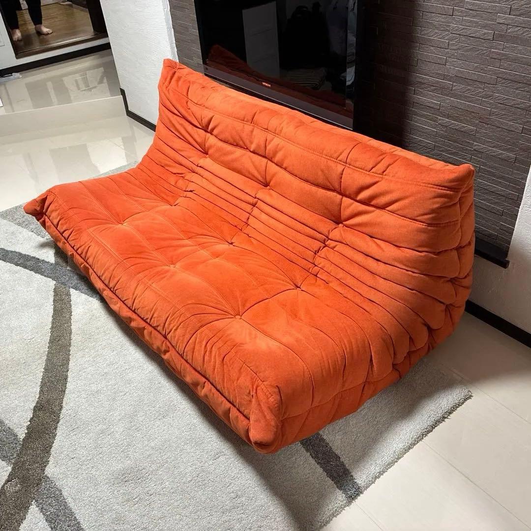 EBK87 リーンロゼ TOGO トーゴ 3人掛けソファ オレンジ系 3Pソファ