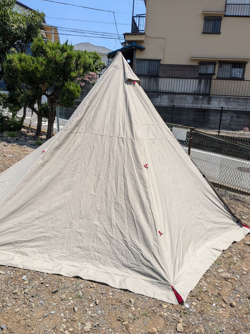 【1回使用】FIELDOOR　ワンポールテント400/TC　グランドシート付き