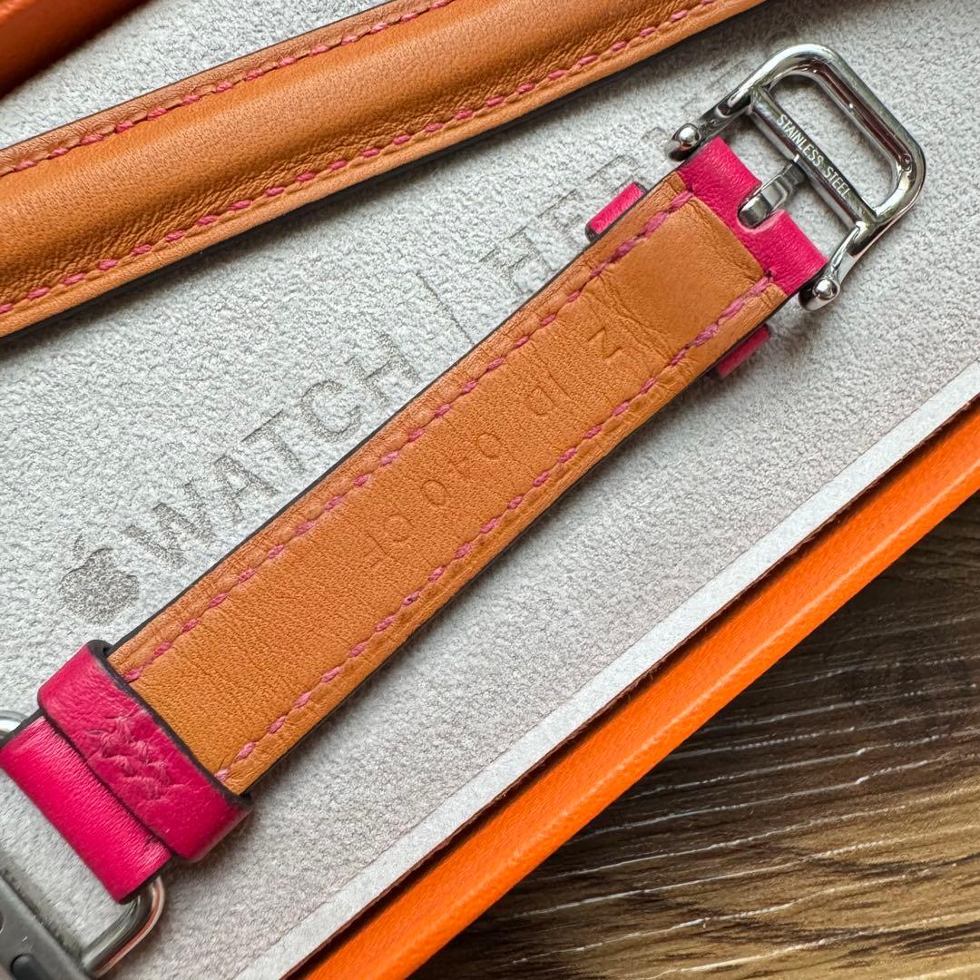 2395 Apple Watch エルメス　ローズメキシコ　二重　レザーベルト