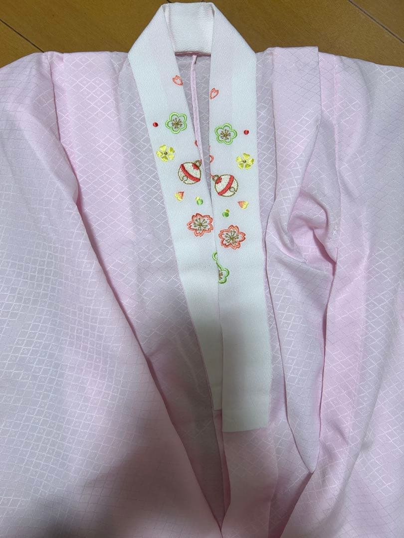 赤系花柄着物 3歳女の子 被布セット