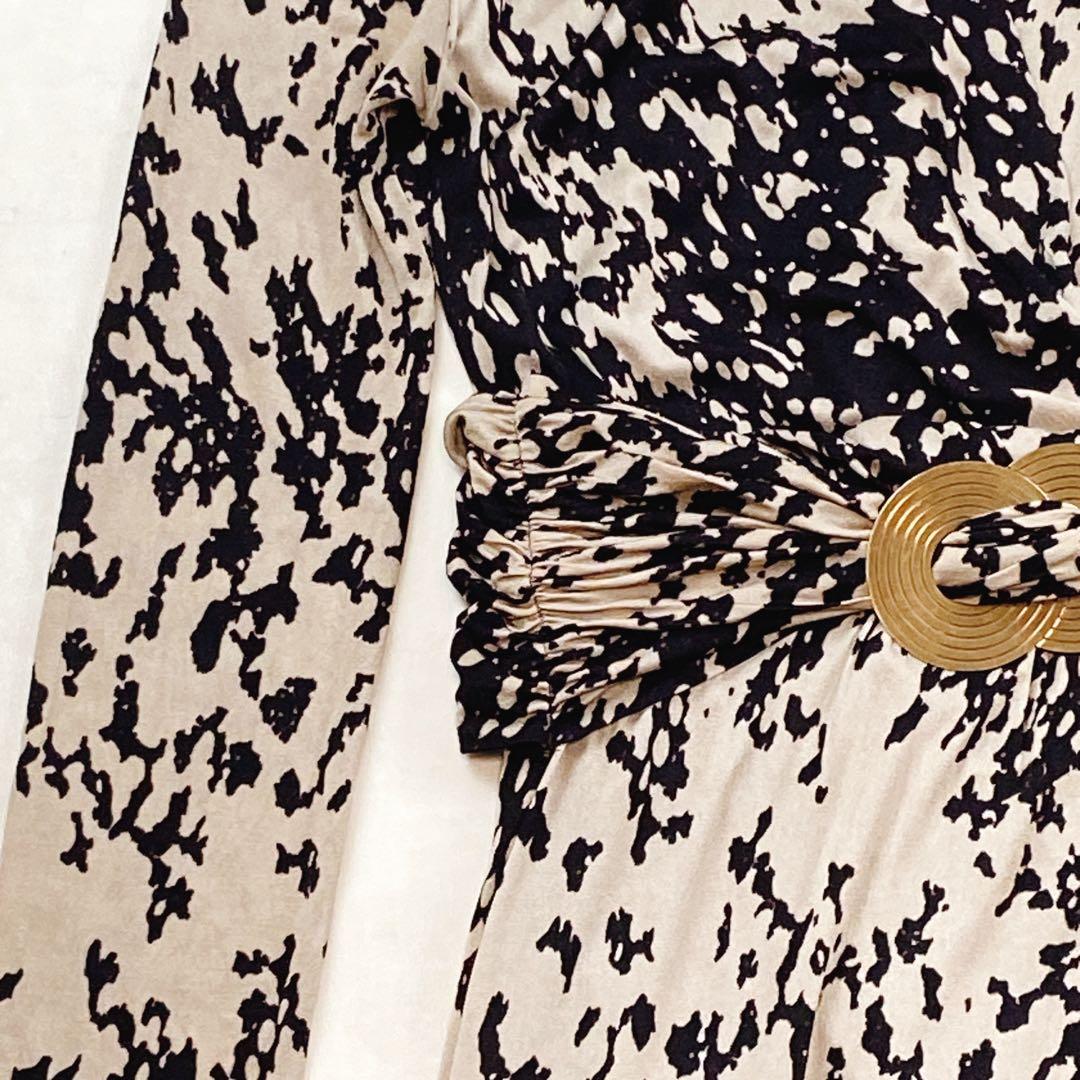 美品 マックスマーラ 白タグ カシュクール マキシ丈ワンピース 総柄