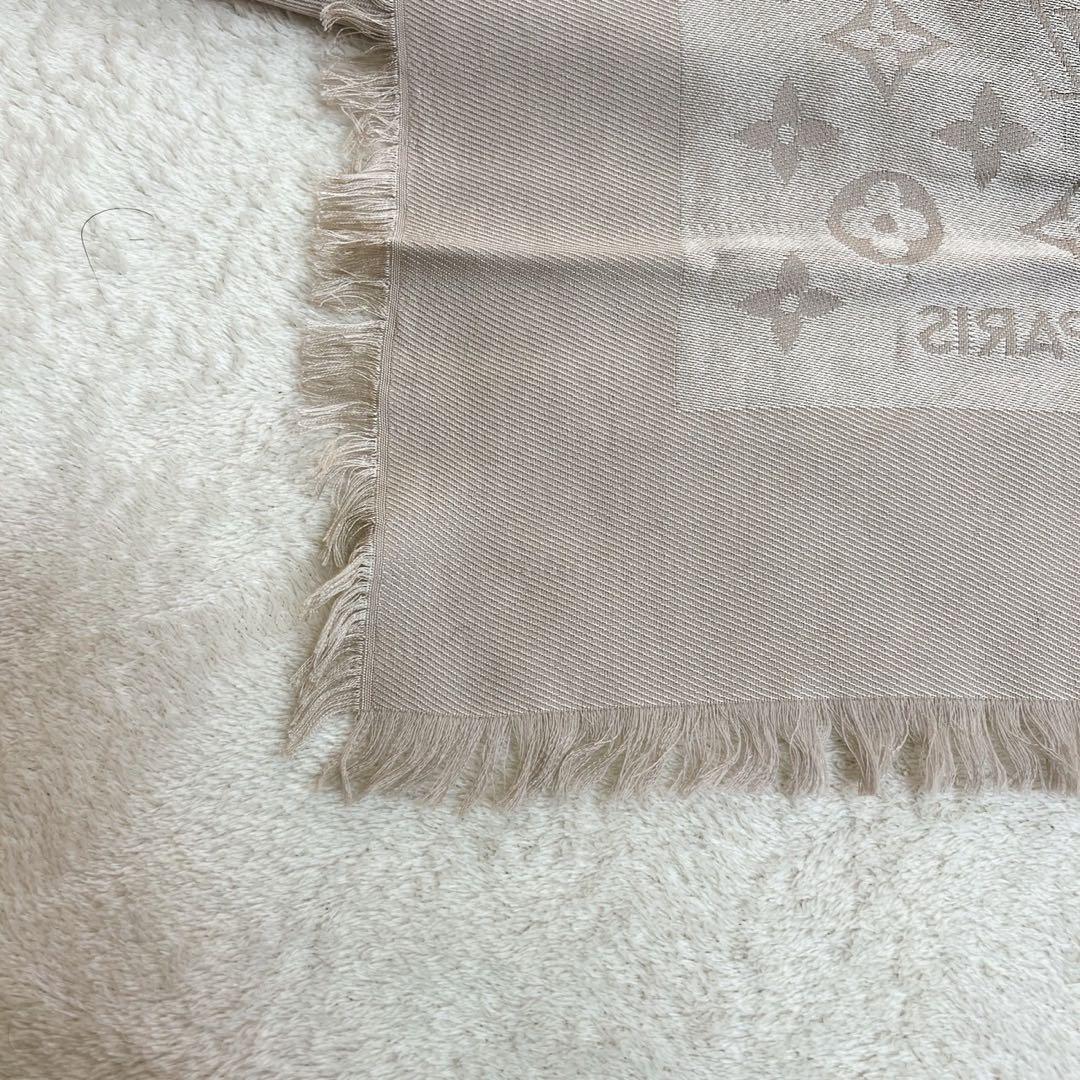 ルイヴィトン モノグラム ショール ストール シルク　ベージュ　大判