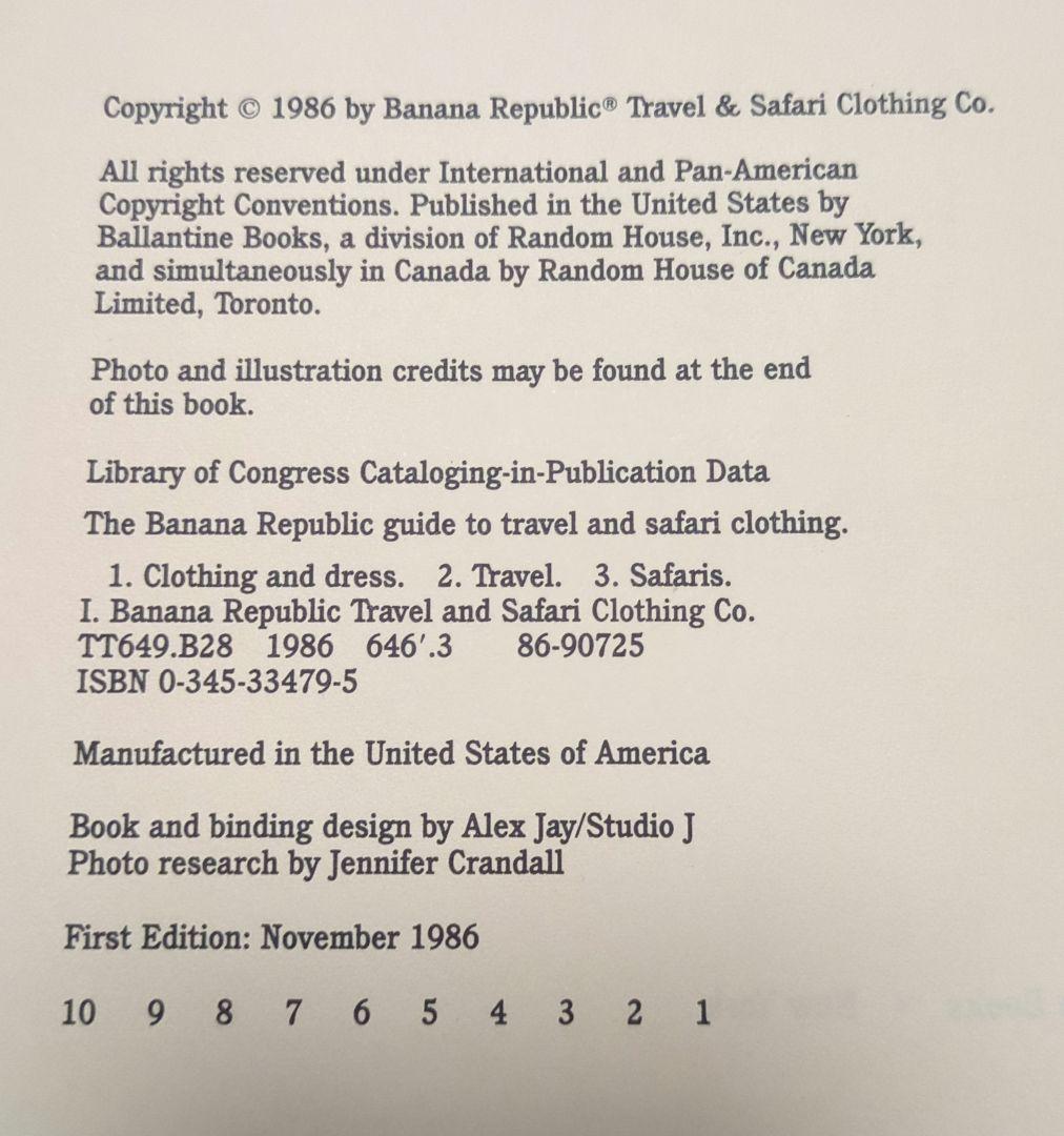 Banana Republic ヴィンテージ洋書 サファリ 1986