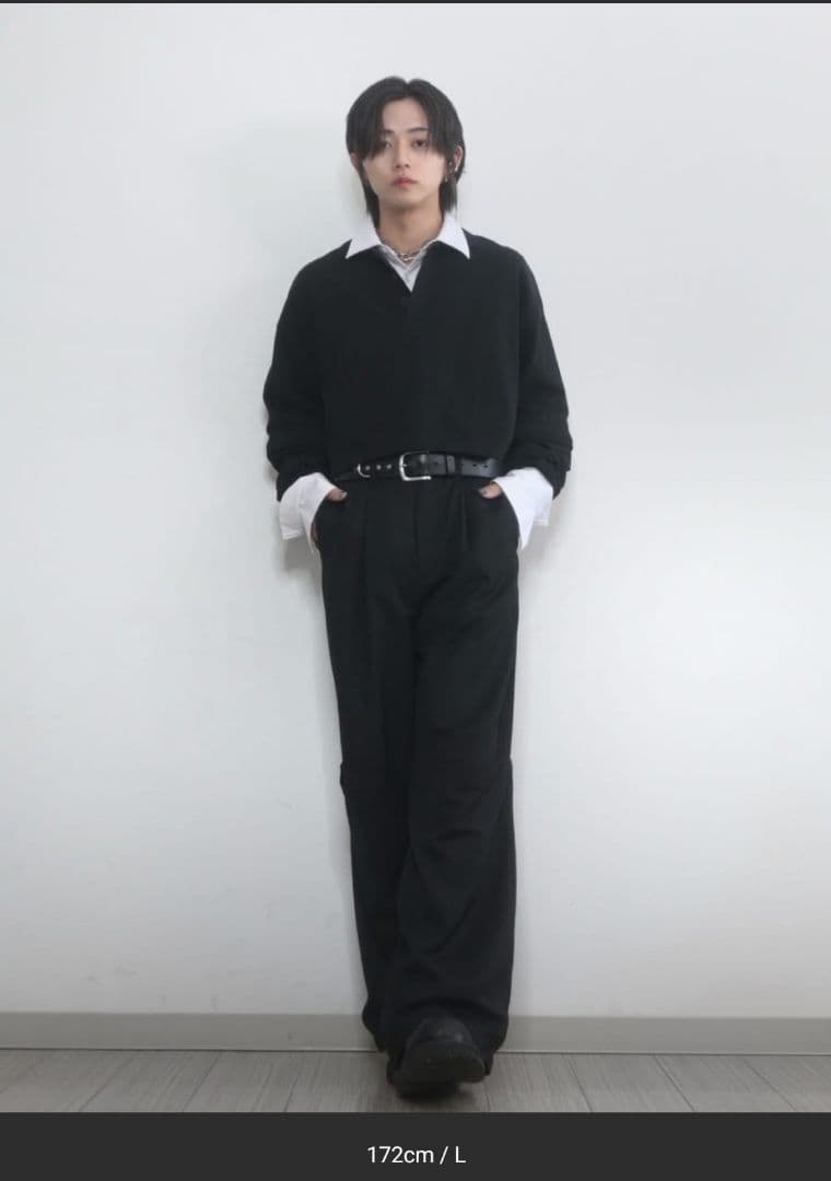 【GRANCY】チュール レイヤードデザイン スラックス　M　ブラック