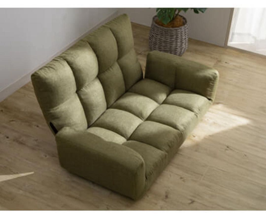 ソファ　リビングソファ　2人掛け　ローソファ　リクライニング　グリーン