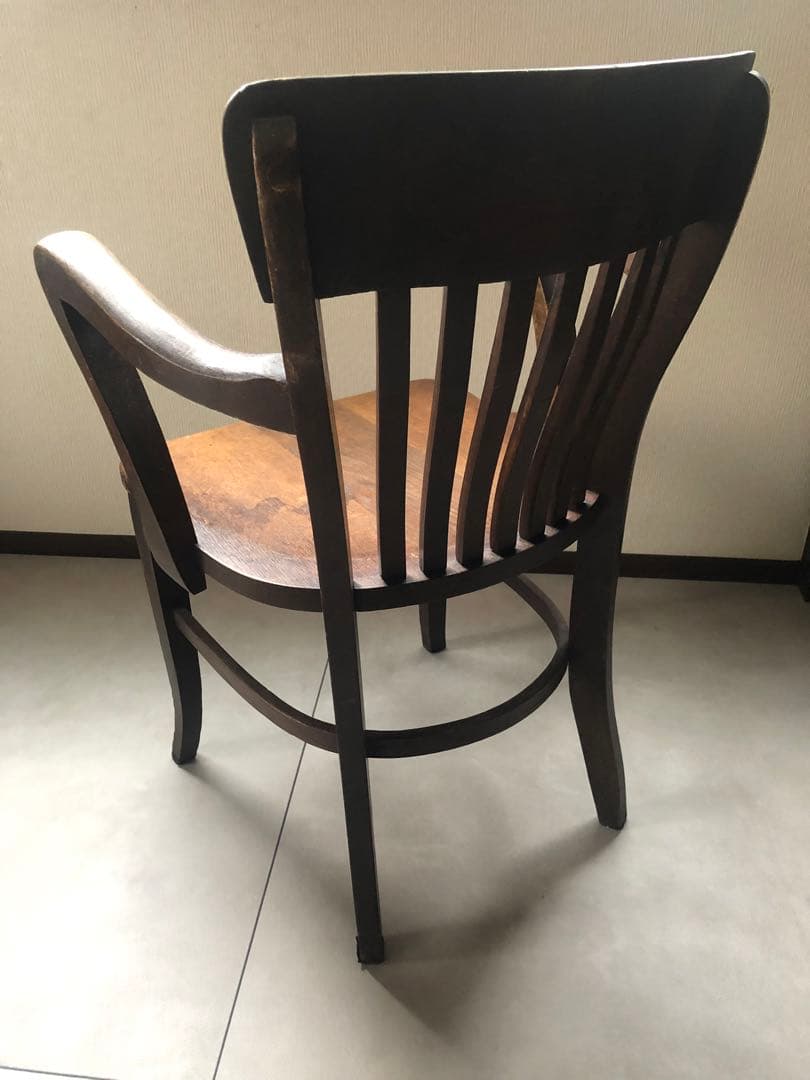 NH338 英国アンティーク木製デスクチェア/椅子/肘掛けイス