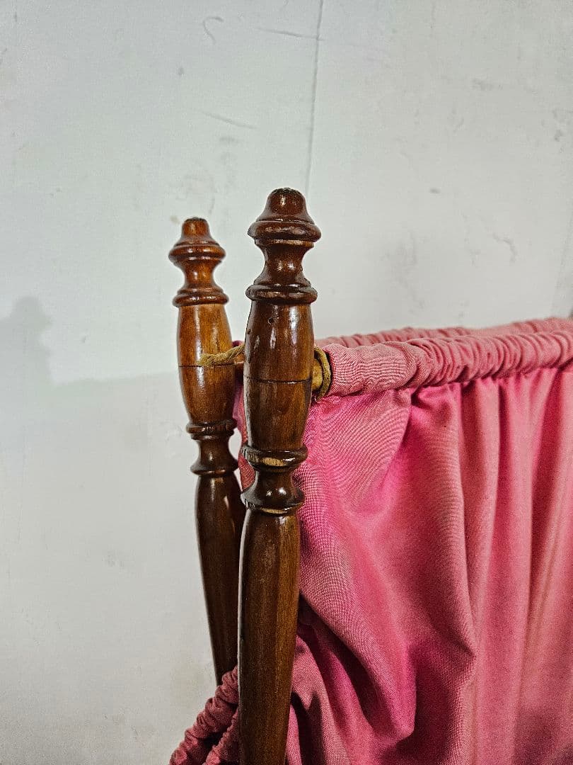 フランスアンティーク ソーイングスタンド 木製×ファブリック 小物入れ