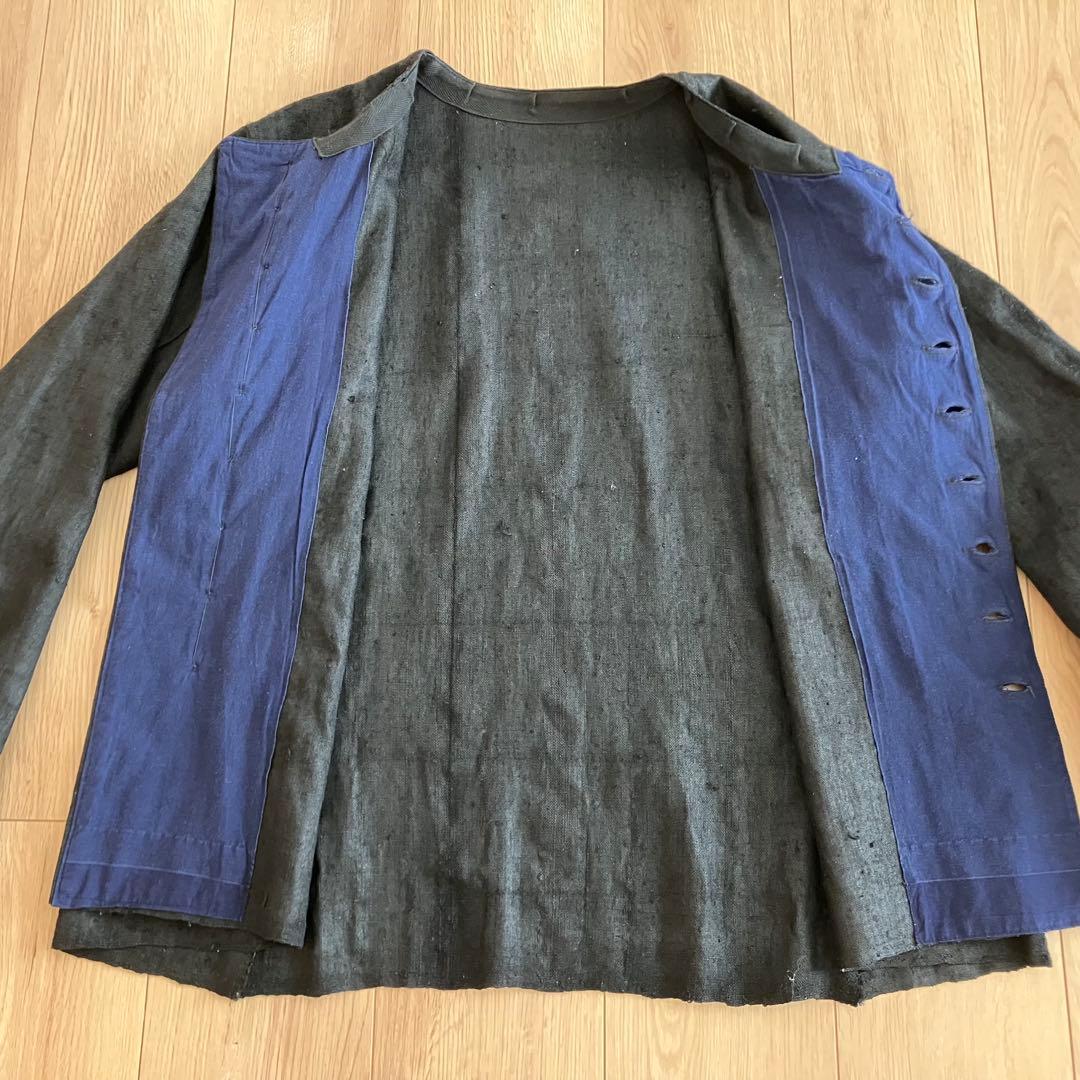 〜10s オランダ　インディゴリネン　ジャケット　ヴィンテージ　ヨーロッパ