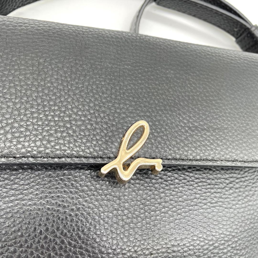 【極美品】アニエスベー　ショルダーバッグ　ロゴ　ゴールド金具　レザー　ブラック