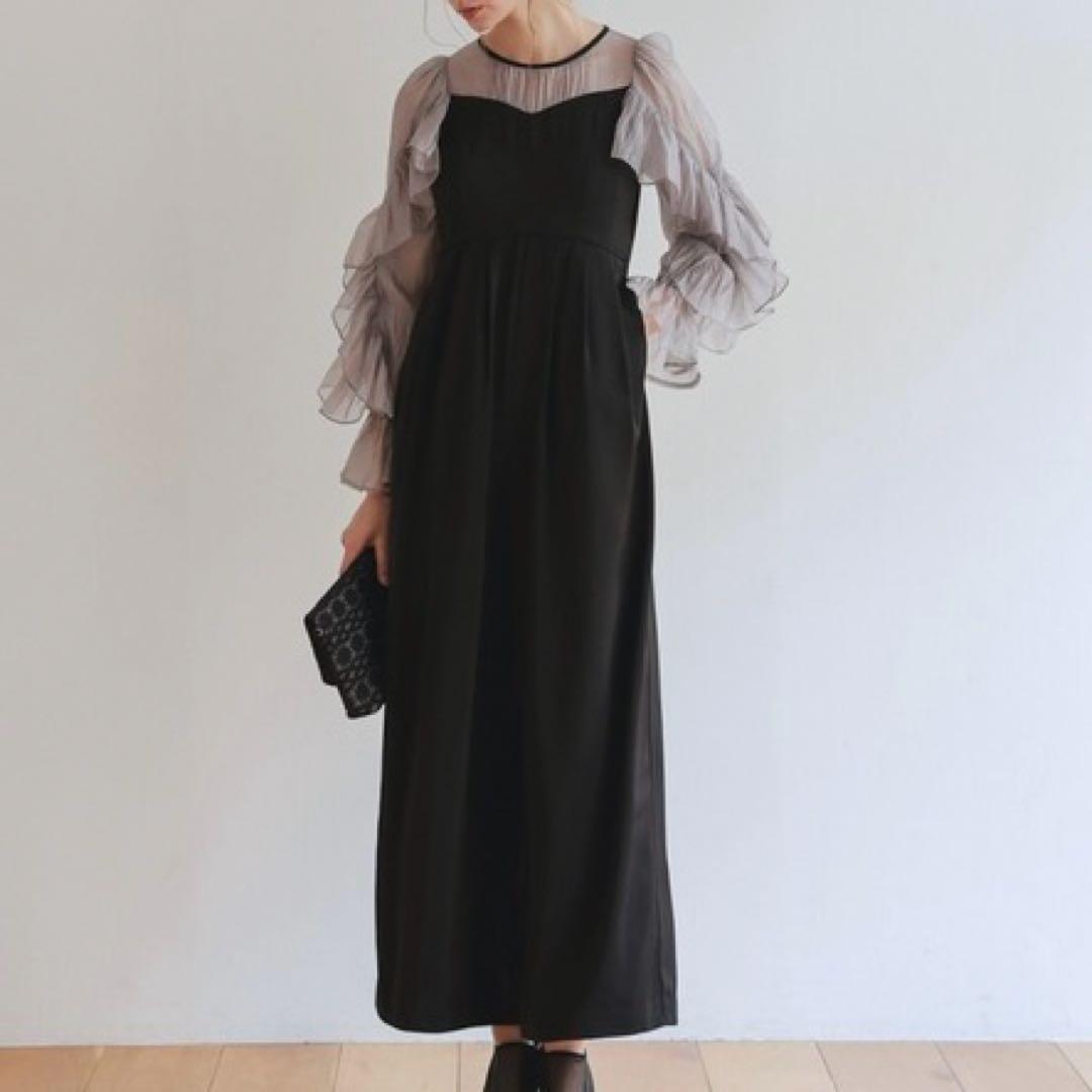 【新品】　Dorry Doll　シアーフリルパンツドレス　ブラック　M