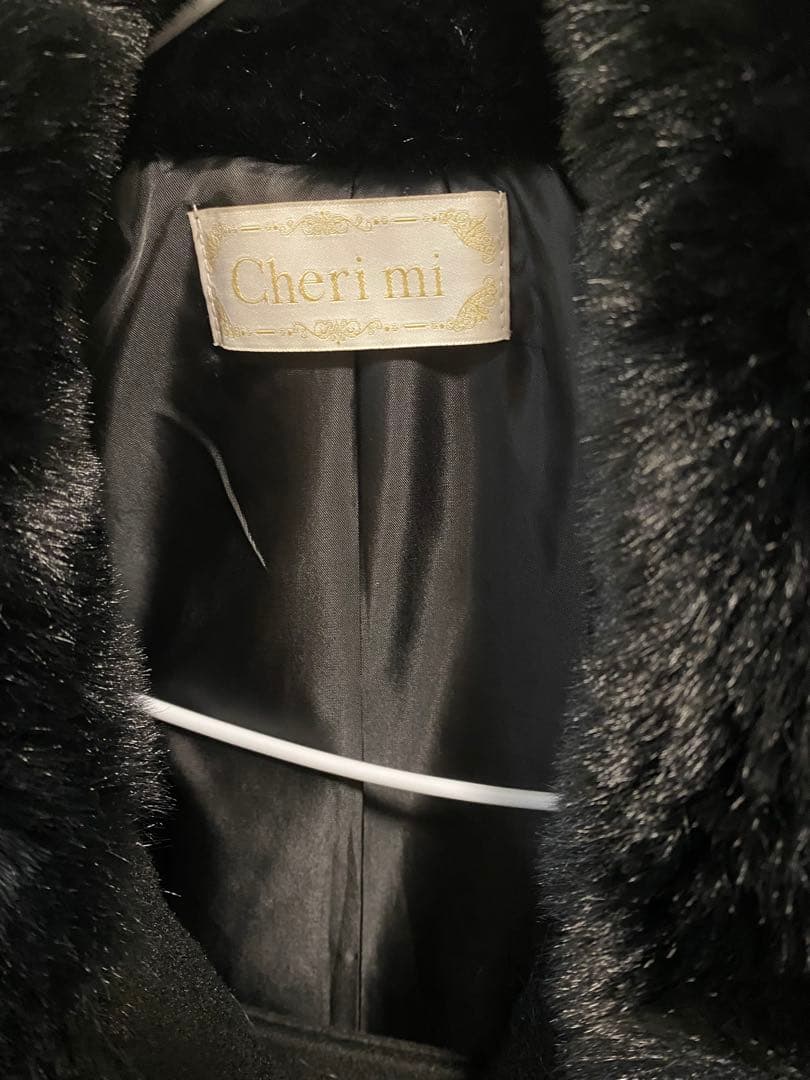 cherimi ファーケープコート 黒
