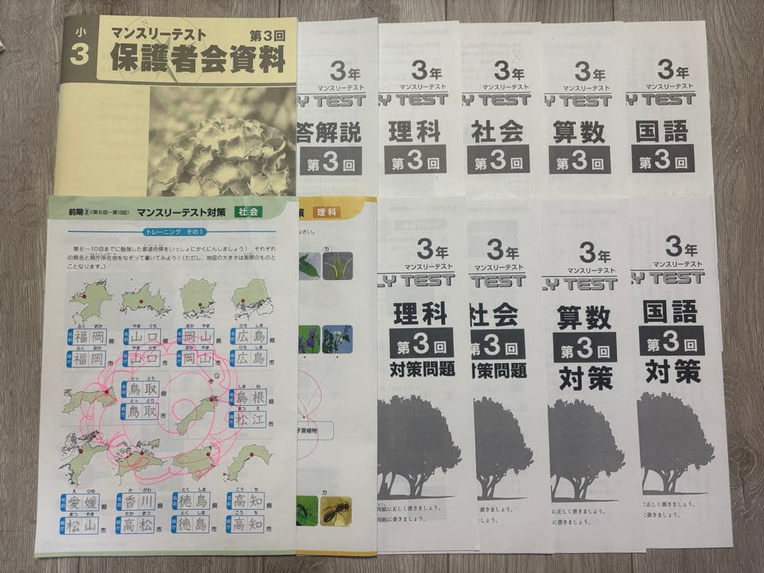 小３　早稲田アカデミー　ワセアカ　マンスリーテスト　1年分セット　原本