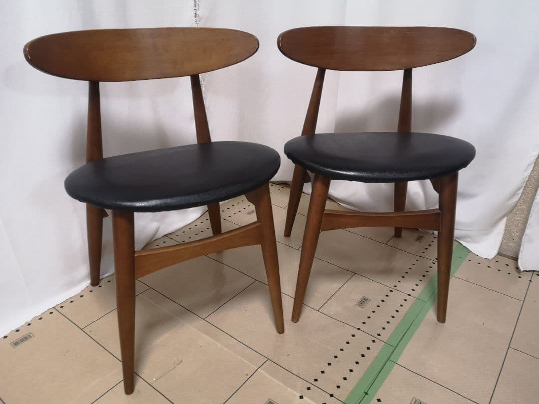 【美品 天然木 合皮 ダイニングチェア オスカー VET-630 2脚セット】