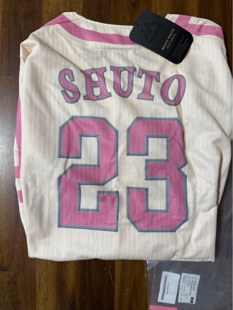 最終値下げ　ピンクリボン　レプリカユニフォーム　周東佑京　Lサイズ　新品未使用