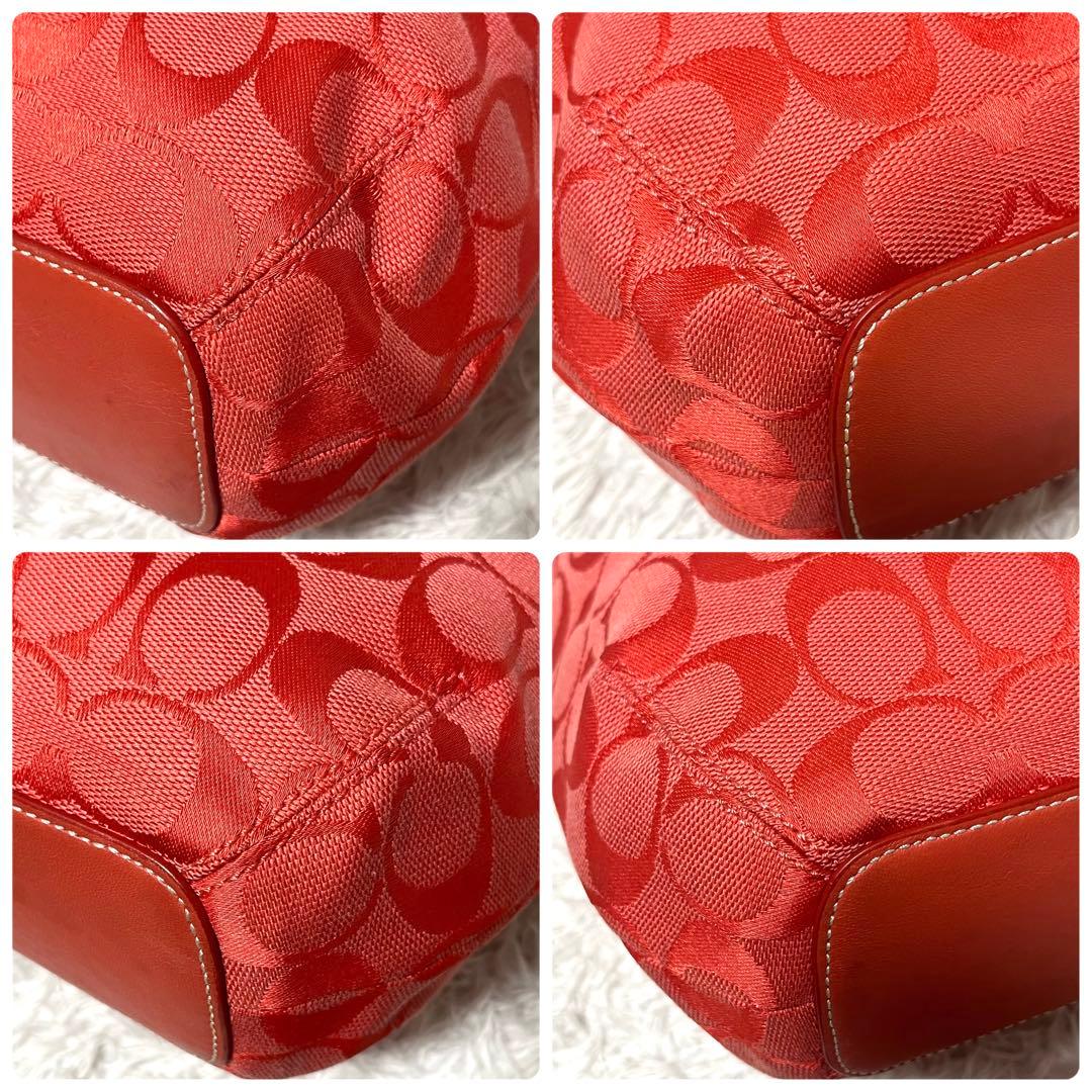 ✨希少カラー✨COACH コーチ ワンショルダー 赤 シグネチャー レッド