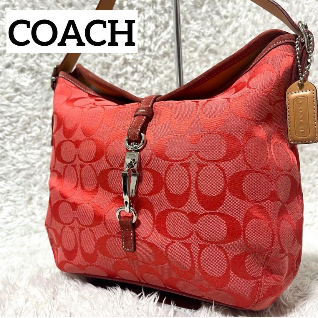 ✨希少カラー✨COACH コーチ ワンショルダー 赤 シグネチャー レッド