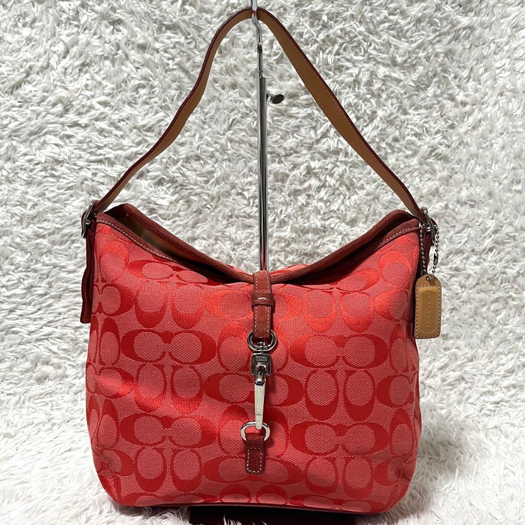 ✨希少カラー✨COACH コーチ ワンショルダー 赤 シグネチャー レッド
