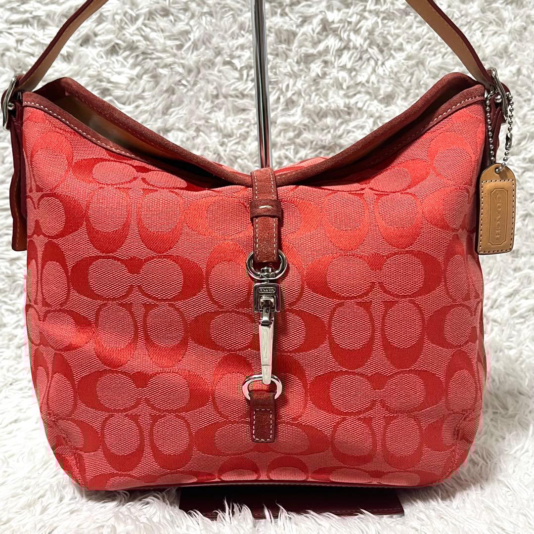 ✨希少カラー✨COACH コーチ ワンショルダー 赤 シグネチャー レッド