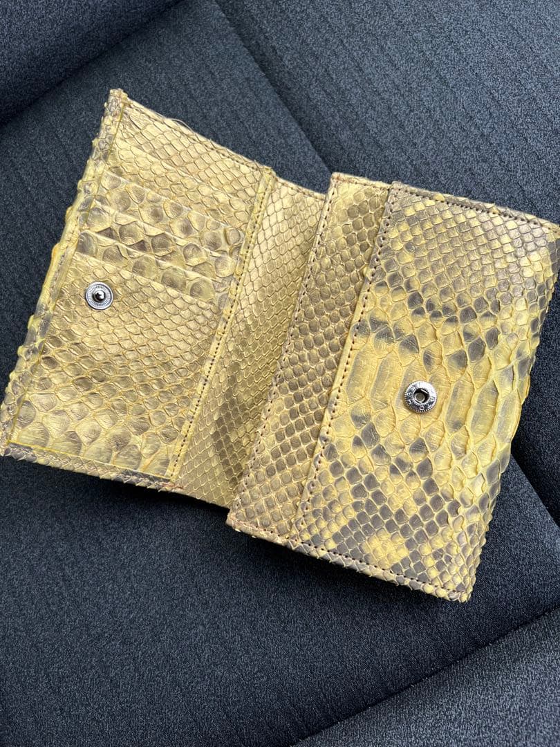 ヘビ革 無双ゴールド 二つ折り財布