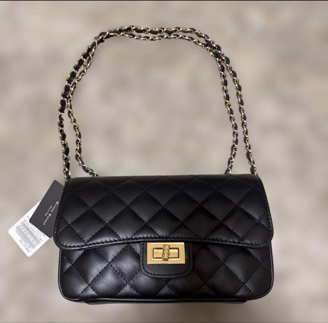 【新品未使用】ノーブル　NOBLE キルティングレザーチェーンバッグ ブラック