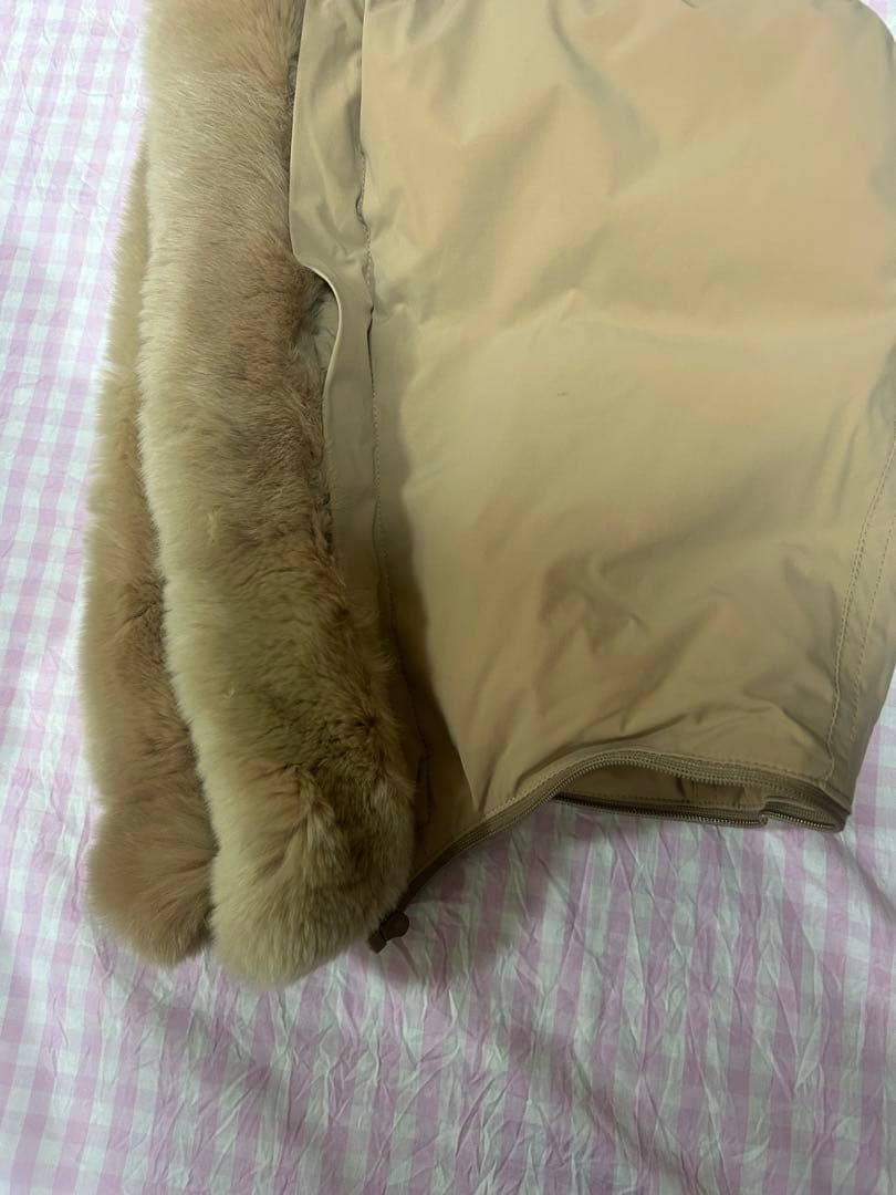 エムズグレイシー　ベージュ　ダウン　ロングコート　リボンつき　レッキスファー