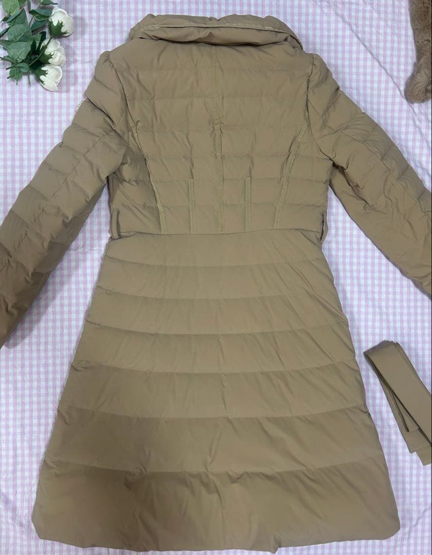 エムズグレイシー　ベージュ　ダウン　ロングコート　リボンつき　レッキスファー