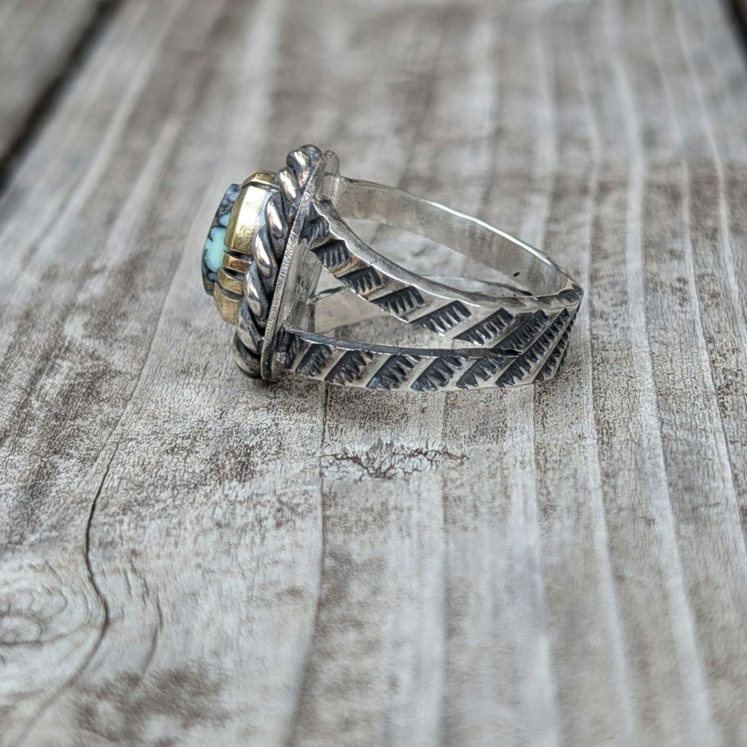 ハンドメイドのターコイズリング　インディアンジュエリー風