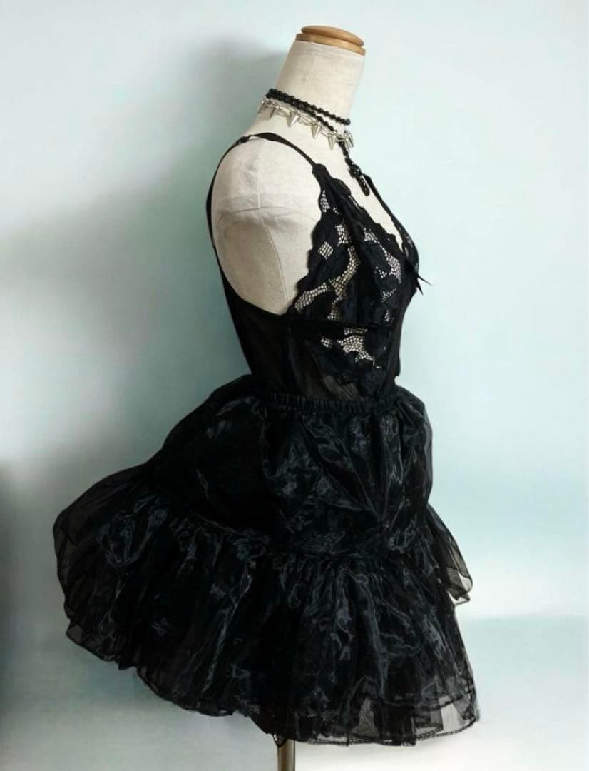 y2kゴシックフリルフェアリーグランジパニエミニスカ00sオーガンジー古着屋