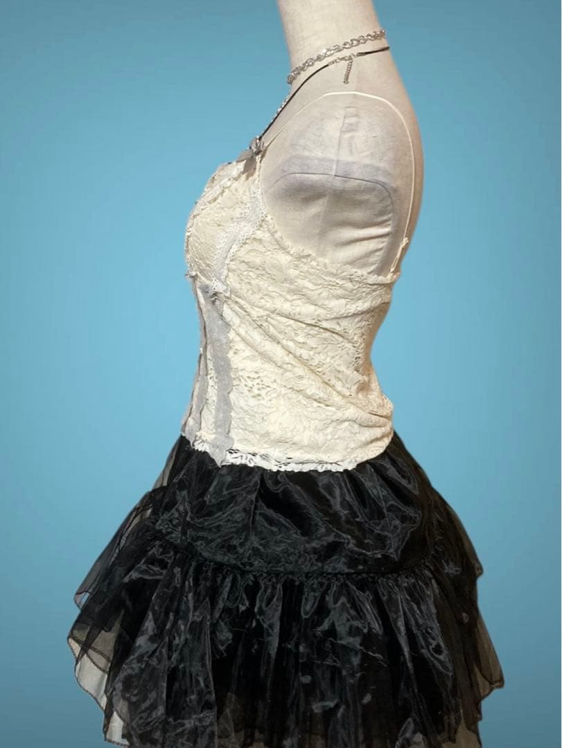 y2kゴシックフリルフェアリーグランジパニエミニスカ00sオーガンジー古着屋