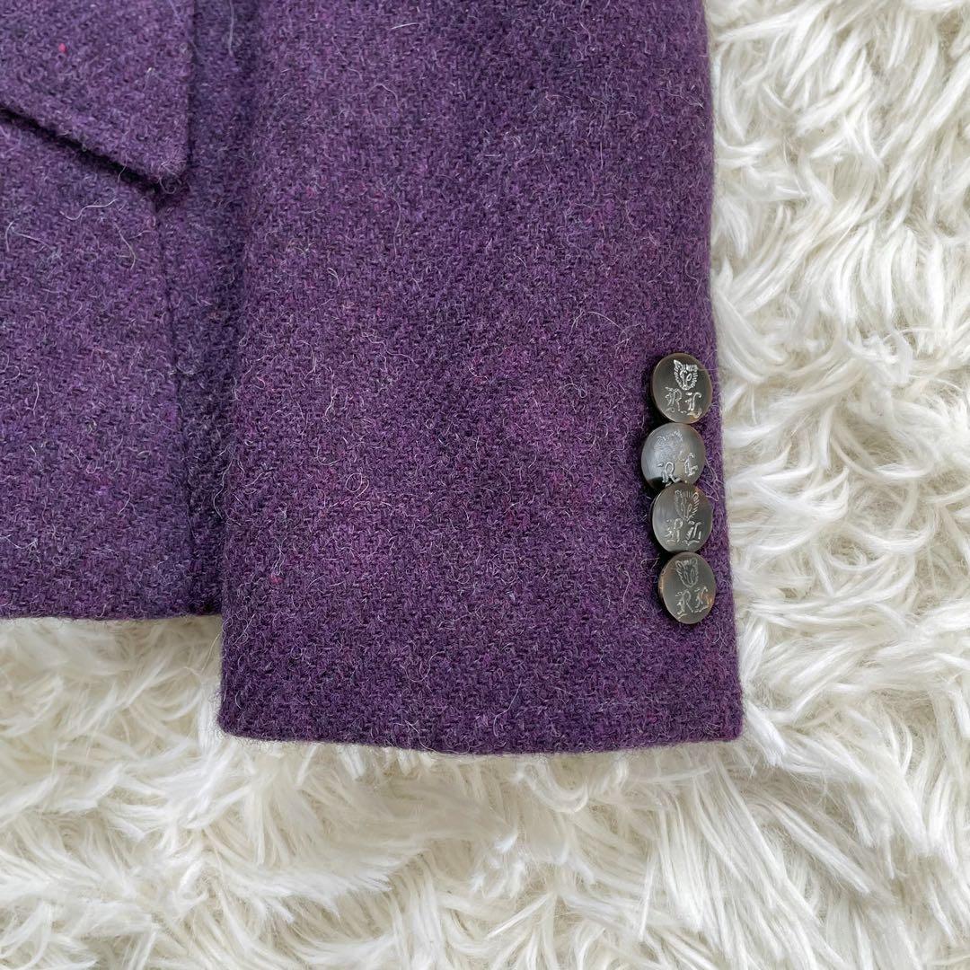 高級RALPH LAURENラルフローレンパープルツイードジャケットイタリア製